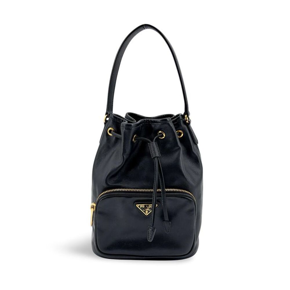 Prada leather bucket bag with gold hardware